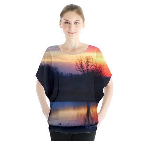 Pastel Sunrise Batwing Chiffon Blouse by okhismakingart