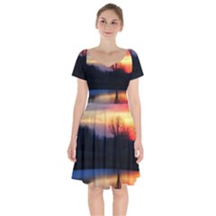 Pastel Sunrise Short Sleeve Bardot Dress by okhismakingart