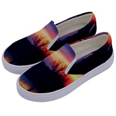 Pastel Sunrise Kids  Canvas Slip Ons by okhismakingart