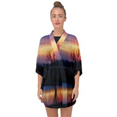 Pastel Sunrise Half Sleeve Chiffon Kimono by okhismakingart