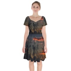 Old Sunset Short Sleeve Bardot Dress by okhismakingart