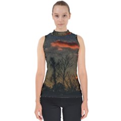 Old Sunset Mock Neck Shell Top by okhismakingart