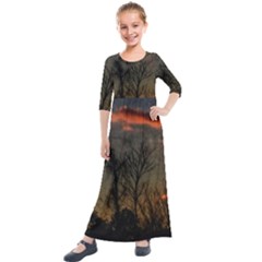 Old Sunset Kids  Quarter Sleeve Maxi Dress by okhismakingart