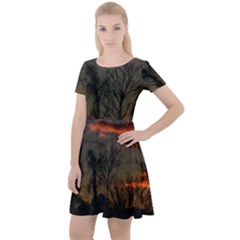 Old Sunset Cap Sleeve Velour Dress 