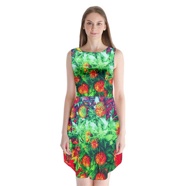 Intense Flowers Sleeveless Chiffon Dress  