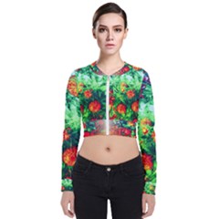 Intense Flowers Long Sleeve Zip Up Bomber Jacket