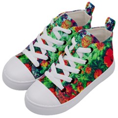 Intense Flowers Kids  Mid-top Canvas Sneakers by okhismakingart