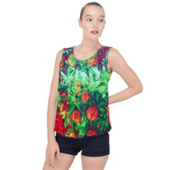 Intense Flowers Bubble Hem Chiffon Tank Top by okhismakingart