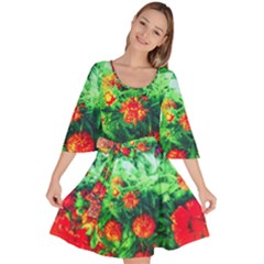 Intense Flowers Velour Kimono Dress