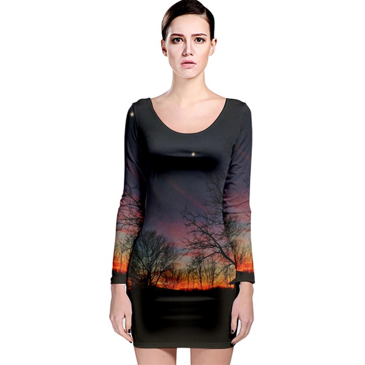 Darkness Falling Long Sleeve Bodycon Dress