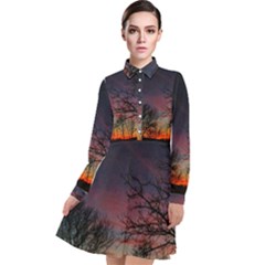 Darkness Falling Long Sleeve Chiffon Shirt Dress by okhismakingart