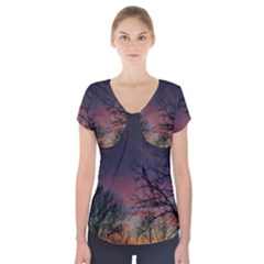 Darkness Falling Short Sleeve Front Detail Top by okhismakingart