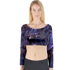 Purple Nettles Long Sleeve Crop Top by okhismakingart