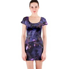 Purple Nettles Short Sleeve Bodycon Dress