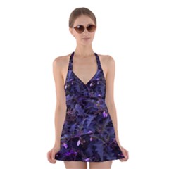 Purple Nettles Halter Dress Swimsuit 