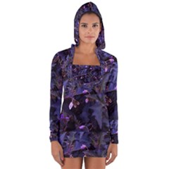 Purple Nettles Long Sleeve Hooded T-shirt by okhismakingart