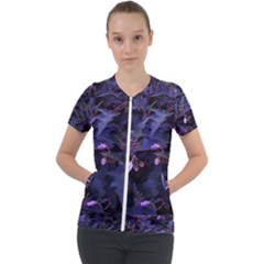 Purple Nettles Short Sleeve Zip Up Jacket by okhismakingart