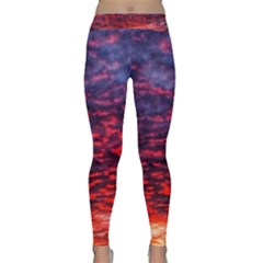 Blood Red Sunrise Classic Yoga Leggings by okhismakingart