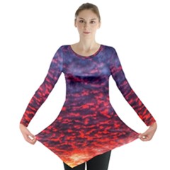 Blood Red Sunrise Long Sleeve Tunic  by okhismakingart