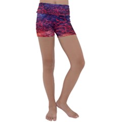 Blood Red Sunrise Kids  Lightweight Velour Yoga Shorts