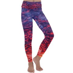 Blood Red Sunrise Kids  Lightweight Velour Classic Yoga Leggings