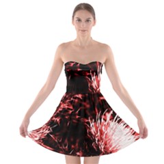 Red Thistle Strapless Bra Top Dress by okhismakingart