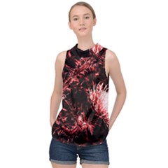 Red Thistle High Neck Satin Top