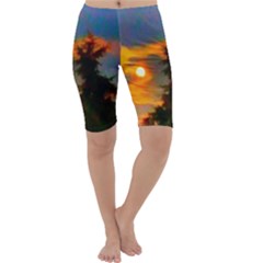 Sunrise And Fir Tree Cropped Leggings  by okhismakingart