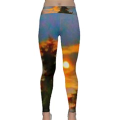 Sunrise And Fir Tree Classic Yoga Leggings by okhismakingart