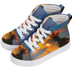 Sunrise And Fir Tree Kids  Hi-top Skate Sneakers by okhismakingart