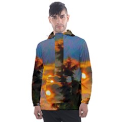 Sunrise And Fir Tree Men s Front Pocket Pullover Windbreaker by okhismakingart