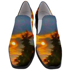 Sunrise And Fir Tree Slip On Heel Loafers