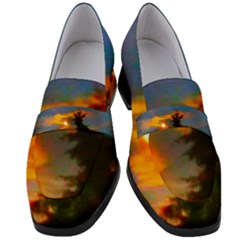 Sunrise And Fir Tree Women s Chunky Heel Loafers by okhismakingart