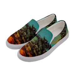 Turquoise Sunset Women s Canvas Slip Ons by okhismakingart