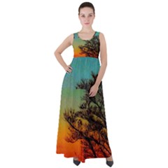 Turquoise Sunset Empire Waist Velour Maxi Dress by okhismakingart