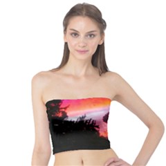 Sunset And Geraniums Tube Top by okhismakingart