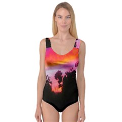 Sunset And Geraniums Princess Tank Leotard  by okhismakingart