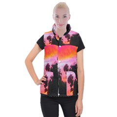 Sunset And Geraniums Women s Button Up Vest by okhismakingart