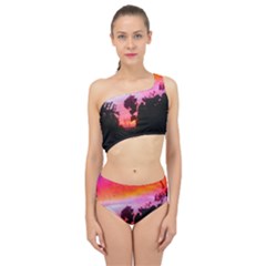 Sunset And Geraniums Spliced Up Two Piece Swimsuit by okhismakingart