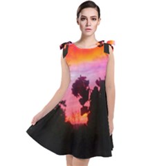 Sunset And Geraniums Tie Up Tunic Dress by okhismakingart