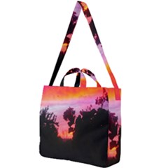 Sunset And Geraniums Square Shoulder Tote Bag by okhismakingart