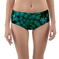 Turquoise Queen Anne s Lace Reversible Mid-waist Bikini Bottoms by okhismakingart