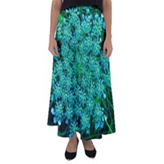 Turquoise Queen Anne s Lace Flared Maxi Skirt by okhismakingart