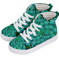 Turquoise Queen Anne s Lace Kids  Hi-top Skate Sneakers by okhismakingart