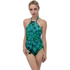 Turquoise Queen Anne s Lace Go With The Flow One Piece Swimsuit by okhismakingart