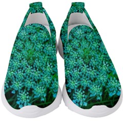 Turquoise Queen Anne s Lace Kids  Slip On Sneakers by okhismakingart