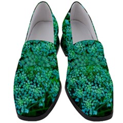 Turquoise Queen Anne s Lace Women s Chunky Heel Loafers by okhismakingart