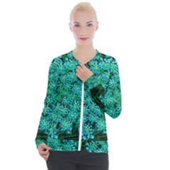 Turquoise Queen Anne s Lace Casual Zip Up Jacket by okhismakingart