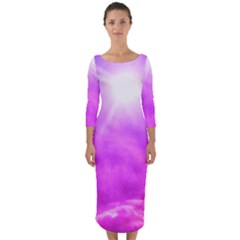 Purple Sun Quarter Sleeve Midi Bodycon Dress by okhismakingart