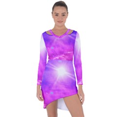 Purple Sun Asymmetric Cut-out Shift Dress by okhismakingart